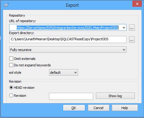 Export an SSIS Solution from Repository using TortoiseSVN